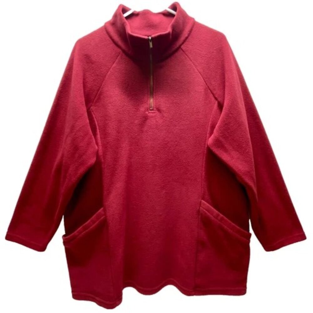 Avenue 1/4 Zip Fleece Women's Plus 18/20 Maroon Long Sleeve + Pockets Shirt GUC‎